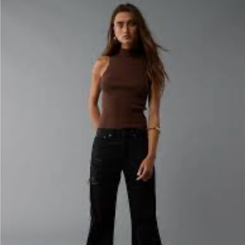 American Eagle Ribbed Brown Turtleneck Sweater Size Medium NWT